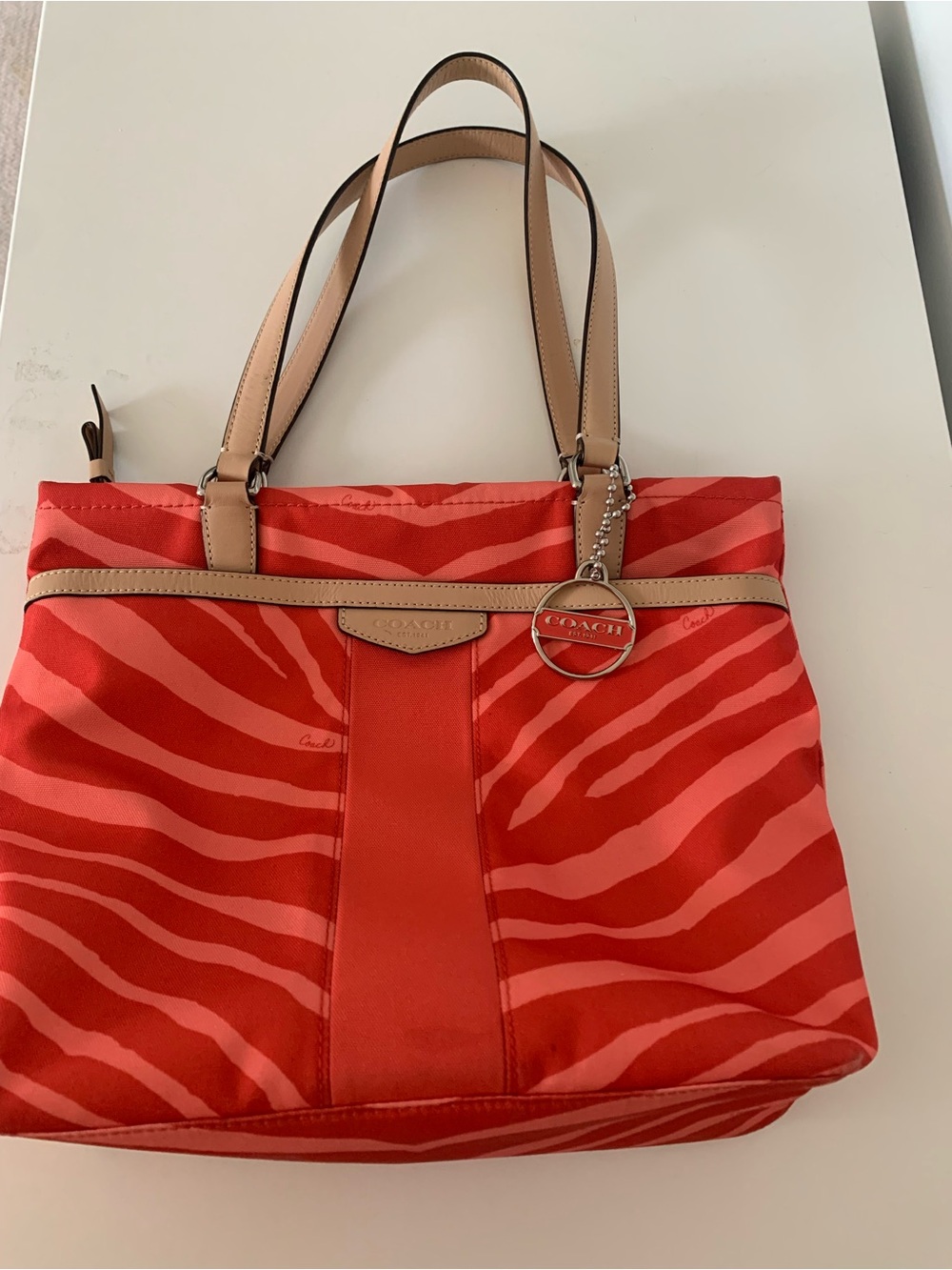 Coach zebra print tote bag